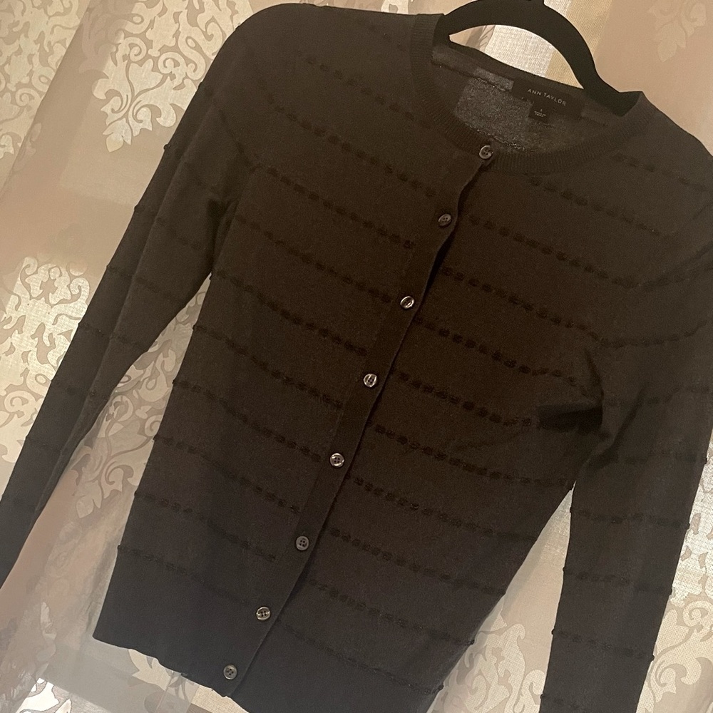 Ann Taylor Women’s Cardigan Sweater | Grey | Black | Metallic